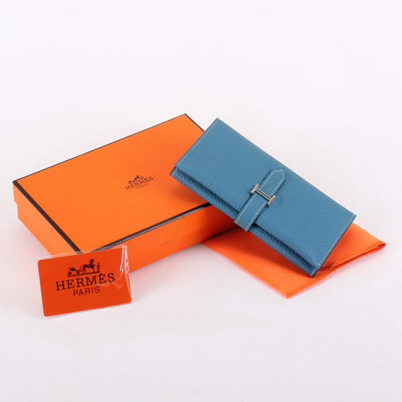 Cheap Fake Hermes Bearn Japonaise Tri-Fold Wallet A308 Blue